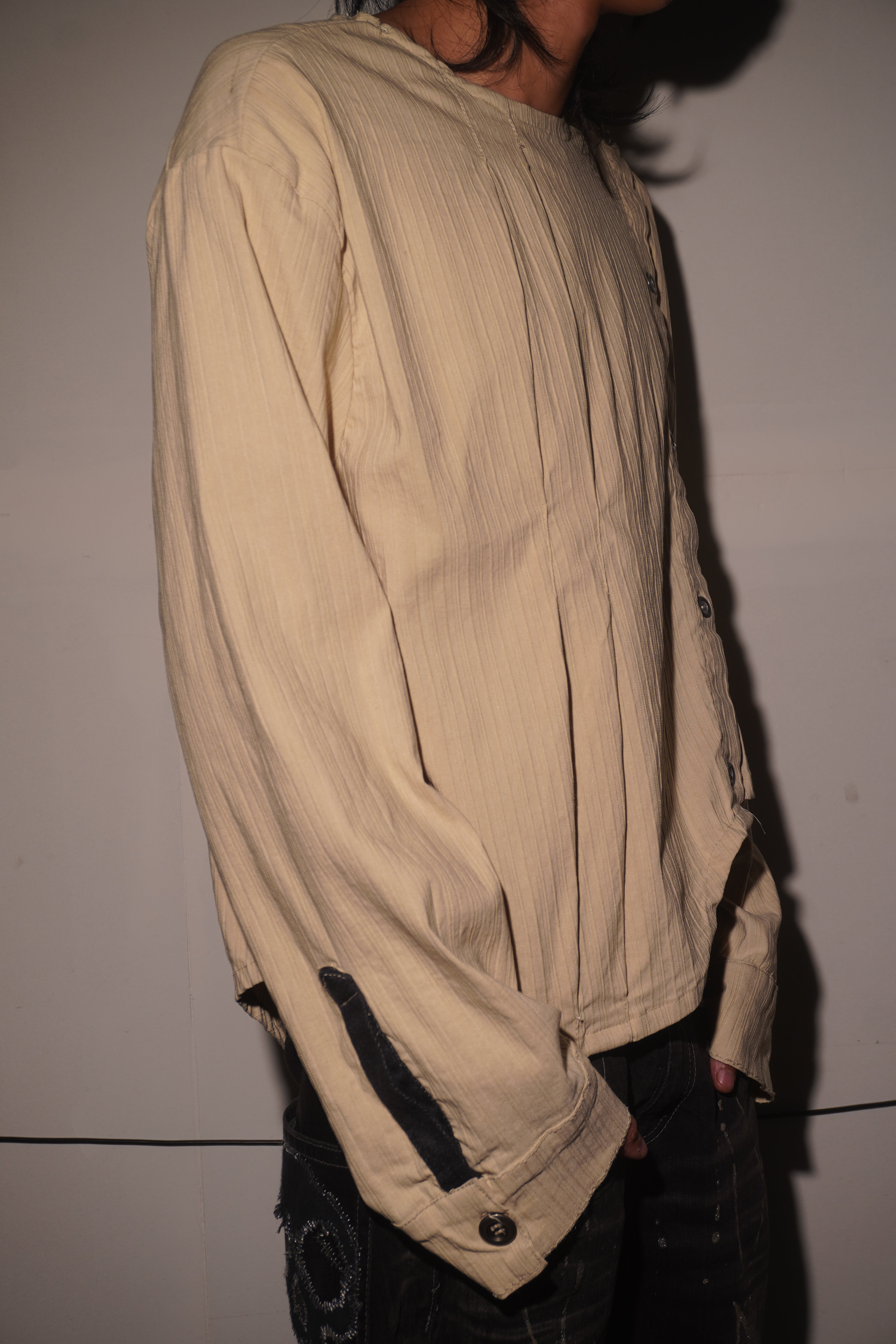 LOOK 5 ASYMMETRICAL FAUX BUTTON SHIRT