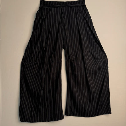 LOOK 1 PLEATED PINSTRIPE TROUSERS