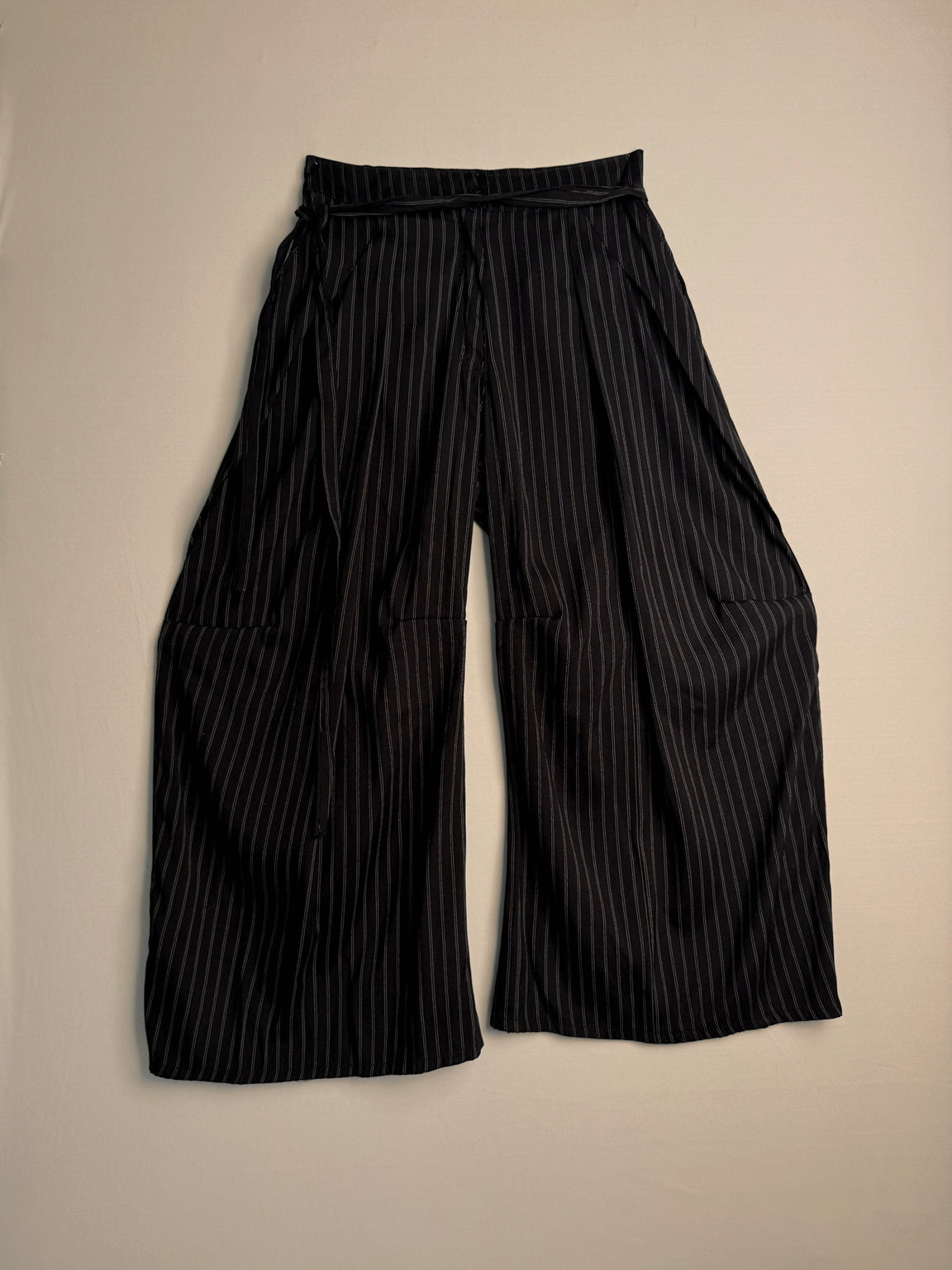 PLEATED PINSTRIPE TROUSERS