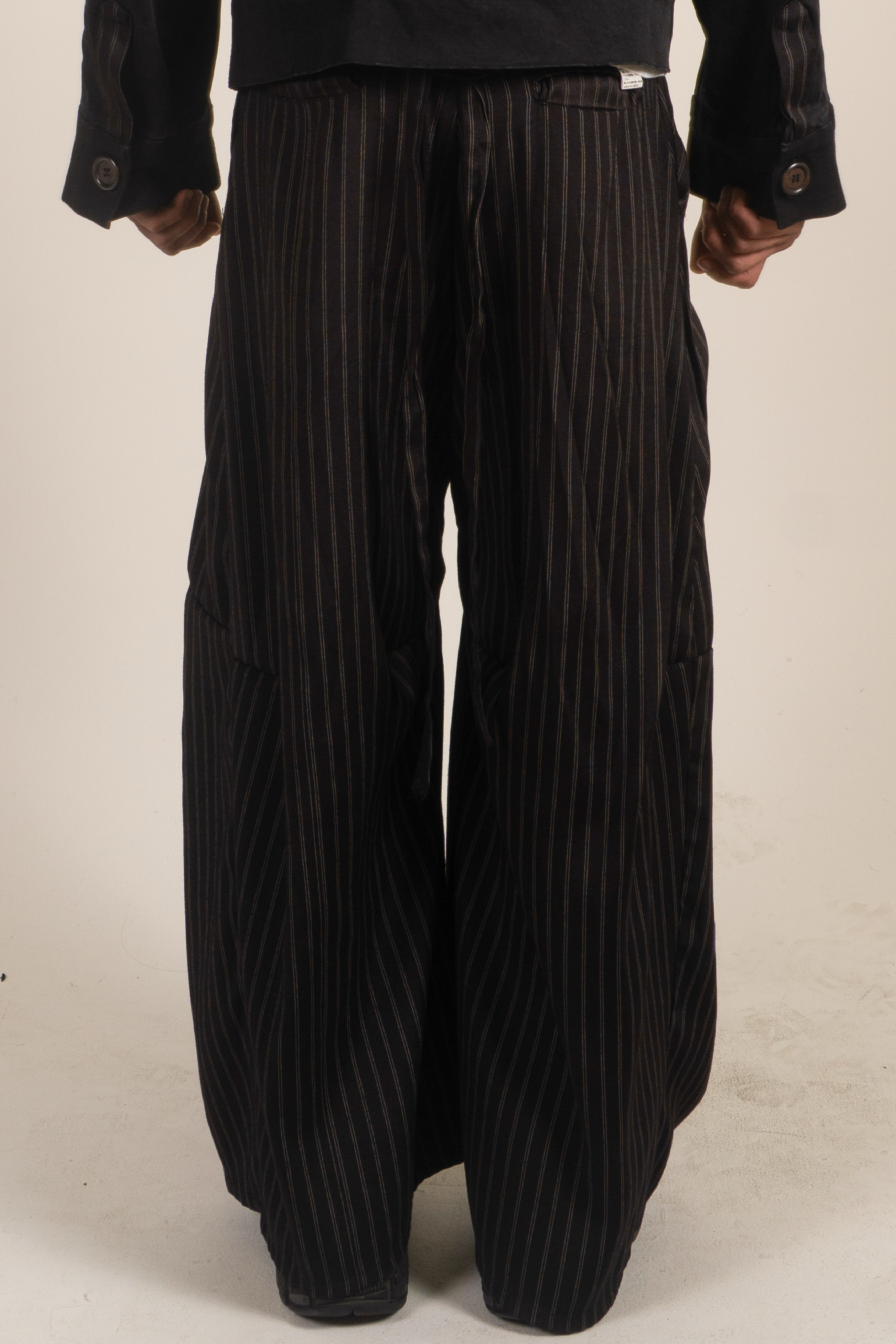 LOOK 1 PLEATED PINSTRIPE TROUSERS