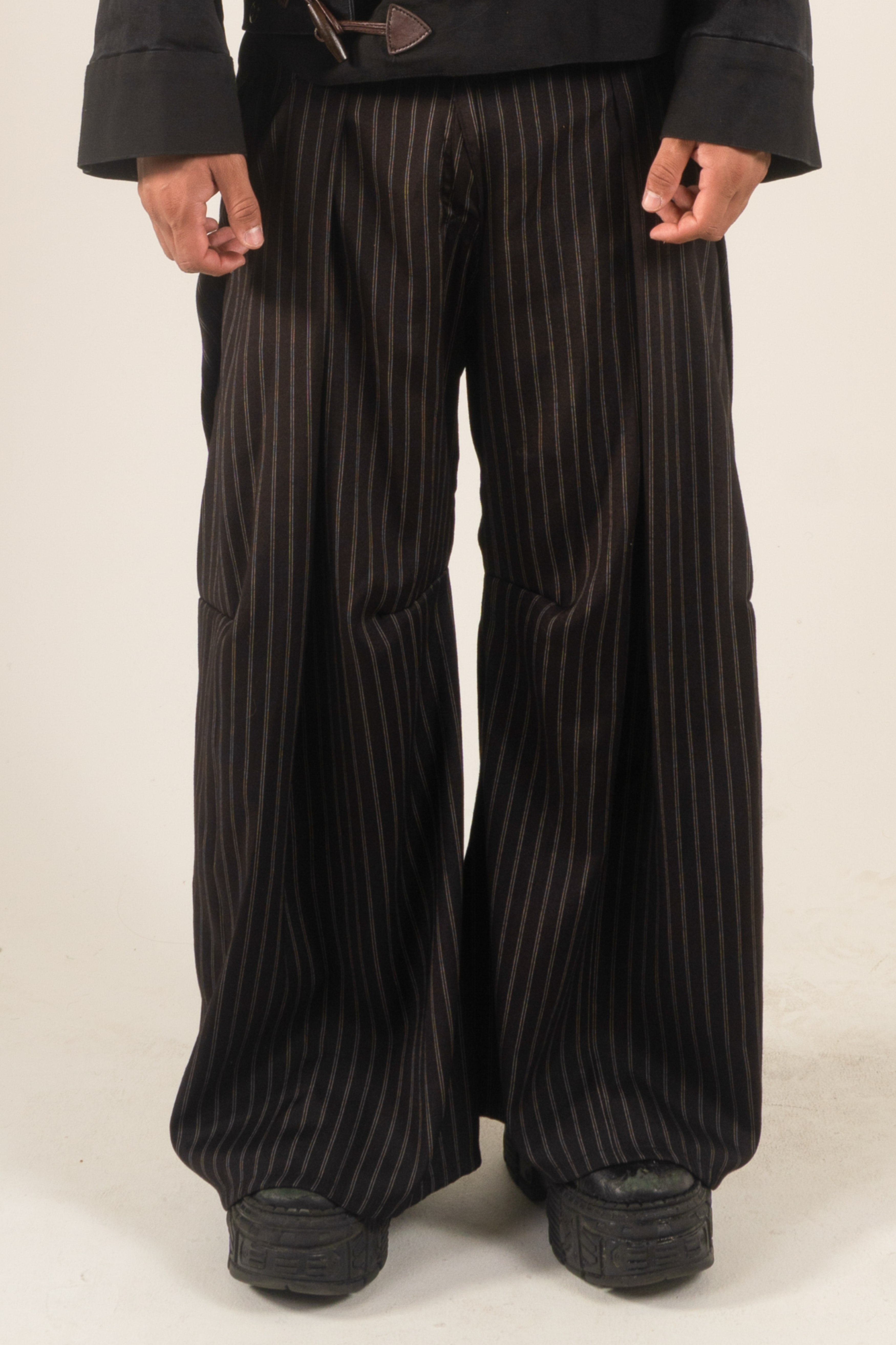 LOOK 1 PLEATED PINSTRIPE TROUSERS