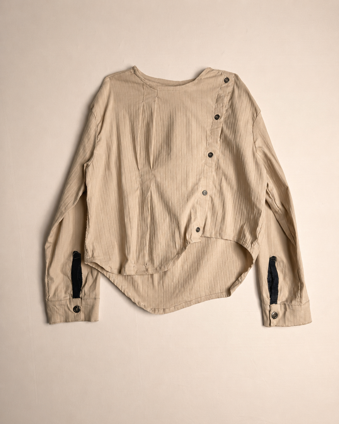 ASYMMETRICAL FAUX BUTTON SHIRT
